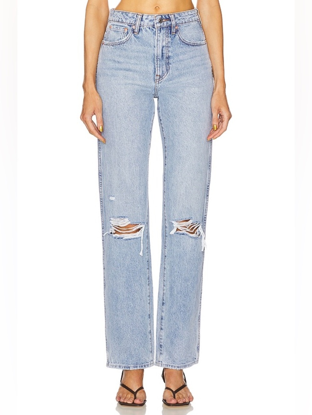 GRLFRND The Sara Jeans Super High Rise Slim Straight in Red Rock Light Wash 28